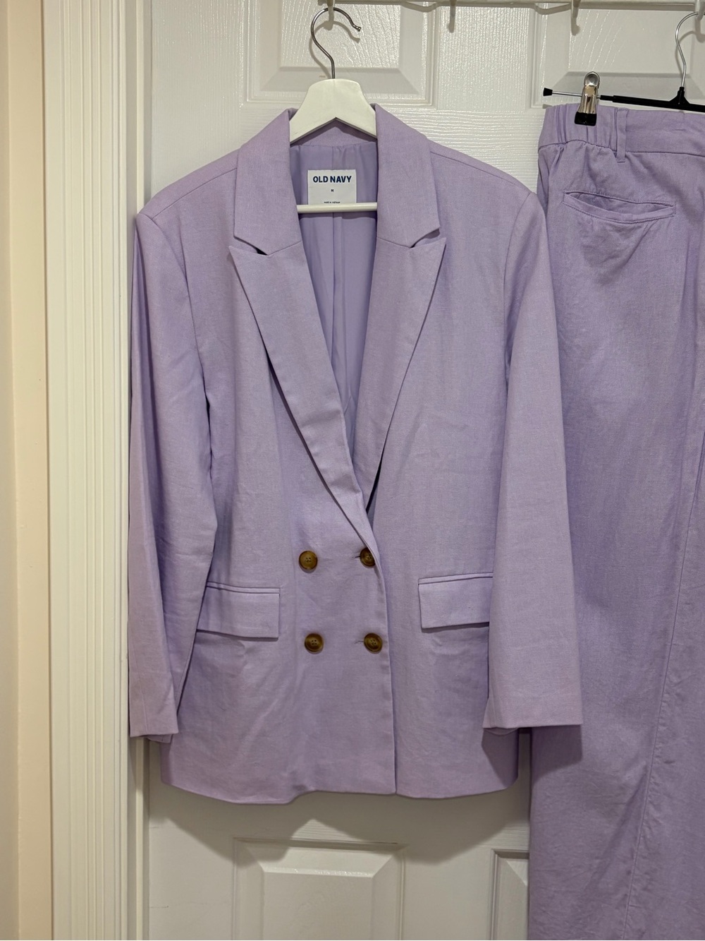 Women’s OLD NAVY 3 Piece Lilac/Lavender Linen Blend Suit~Taylor Wide Leg Trouser